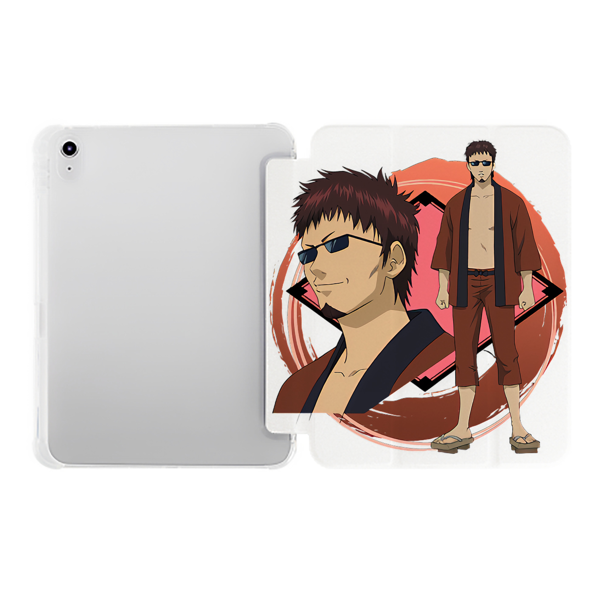 （画像用） ぎんたま 坂田銀時（さかたぎんとき） 神楽 志村新八（しむら しんぱち） GINTAMA Sakata Gintoki Kagura Shimura Shinpachi IPad ケース ペン収納付き 三つ折りスタンド PUレザー×シリコン 対応機種9.5/10.5/10.9インチ